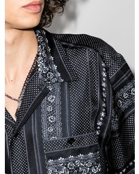 Мужская черно-белая рубашка с коротким рукавом с "огурцами" от Dolce & Gabbana