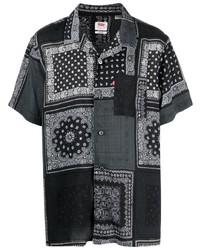 Мужская черно-белая рубашка с коротким рукавом с "огурцами" от Levi's