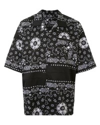 Мужская черно-белая рубашка с коротким рукавом с "огурцами" от Mastermind World