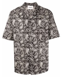 Мужская черно-белая рубашка с коротким рукавом с "огурцами" от Nanushka