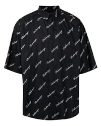 Мужская черно-белая рубашка с коротким рукавом с принтом от Balenciaga