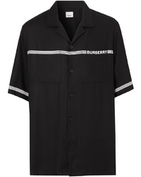 Мужская черно-белая рубашка с коротким рукавом с принтом от Burberry