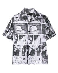 Мужская черно-белая рубашка с коротким рукавом с принтом от Enfants Riches Deprimes