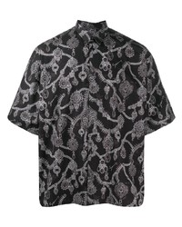 Мужская черно-белая рубашка с коротким рукавом с принтом от Givenchy