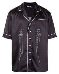 Мужская черно-белая рубашка с коротким рукавом с принтом от Haculla