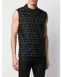 Мужская черно-белая рубашка с коротким рукавом с принтом от Saint Laurent