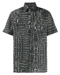 Мужская черно-белая рубашка с коротким рукавом с принтом от Just Cavalli