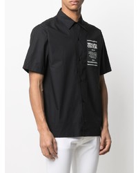 Мужская черно-белая рубашка с коротким рукавом с принтом от VERSACE JEANS COUTURE