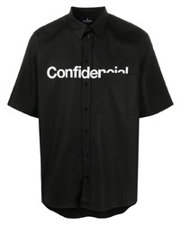 Мужская черно-белая рубашка с коротким рукавом с принтом от Marcelo Burlon County of Milan