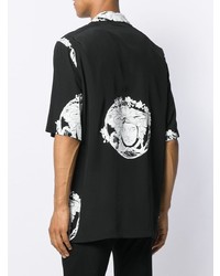 Мужская черно-белая рубашка с коротким рукавом с принтом от Versace