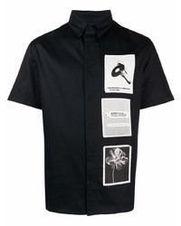 Мужская черно-белая рубашка с коротким рукавом с принтом от Misbhv