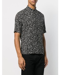 Мужская черно-белая рубашка с коротким рукавом с принтом от Saint Laurent