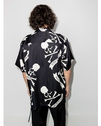 Мужская черно-белая рубашка с коротким рукавом с принтом от Mastermind Japan