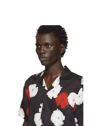Мужская черно-белая рубашка с коротким рукавом с цветочным принтом от Saturdays Nyc