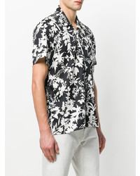Мужская черно-белая рубашка с коротким рукавом с цветочным принтом от Low Brand