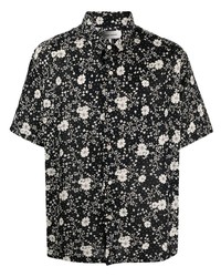 Мужская черно-белая рубашка с коротким рукавом с цветочным принтом от Isabel Marant
