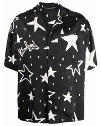 Мужская черно-белая рубашка с коротким рукавом со звездами от Palm Angels