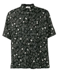 Мужская черно-белая рубашка с коротким рукавом со звездами от Saint Laurent