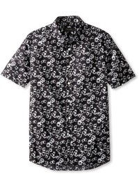 Черно-белая рубашка с цветочным принтом