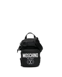 Черно-белая сумка почтальона из плотной ткани от Moschino