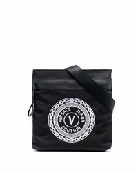 Черно-белая сумка почтальона из плотной ткани от VERSACE JEANS COUTURE