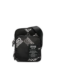 Черно-белая сумка почтальона из плотной ткани от VERSACE JEANS COUTURE