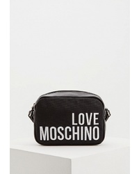 Черно-белая сумка через плечо из плотной ткани от Love Moschino