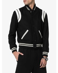 Мужская черно-белая университетская куртка от Saint Laurent