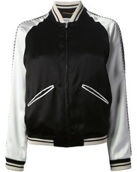 Женская черно-белая университетская куртка от Saint Laurent