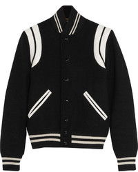 Женская черно-белая университетская куртка от Saint Laurent