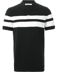 Черно-белая футболка-поло в горизонтальную полоску