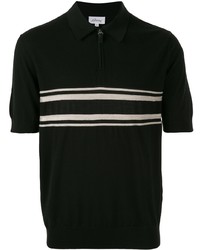 Мужская черно-белая футболка-поло в горизонтальную полоску от Brioni