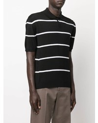 Мужская черно-белая футболка-поло в горизонтальную полоску от Marni