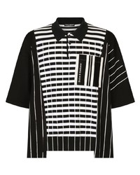 Мужская черно-белая футболка-поло в клетку от Dolce & Gabbana