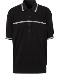 Мужская черно-белая футболка-поло с вышивкой от Burberry