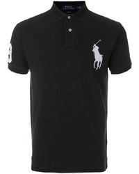 Мужская черно-белая футболка-поло с вышивкой от Polo Ralph Lauren