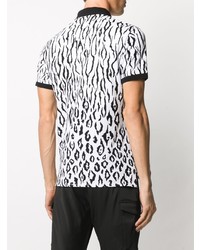 Мужская черно-белая футболка-поло с леопардовым принтом от Just Cavalli