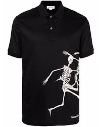 Мужская черно-белая футболка-поло с принтом от Alexander McQueen