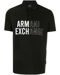 Мужская черно-белая футболка-поло с принтом от Armani Exchange