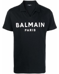 Мужская черно-белая футболка-поло с принтом от Balmain