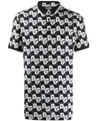 Мужская черно-белая футболка-поло с принтом от Dolce & Gabbana