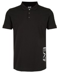 Мужская черно-белая футболка-поло с принтом от Ea7 Emporio Armani