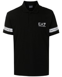 Мужская черно-белая футболка-поло с принтом от Ea7 Emporio Armani