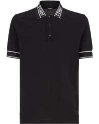 Мужская черно-белая футболка-поло с принтом от Fendi