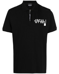 Мужская черно-белая футболка-поло с принтом от Just Cavalli