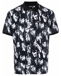 Мужская черно-белая футболка-поло с принтом от Just Cavalli