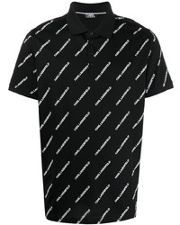 Мужская черно-белая футболка-поло с принтом от Karl Lagerfeld
