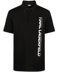 Мужская черно-белая футболка-поло с принтом от Karl Lagerfeld