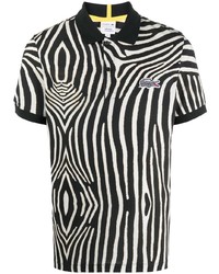 Мужская черно-белая футболка-поло с принтом от Lacoste