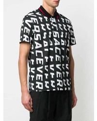 Мужская черно-белая футболка-поло с принтом от Versace